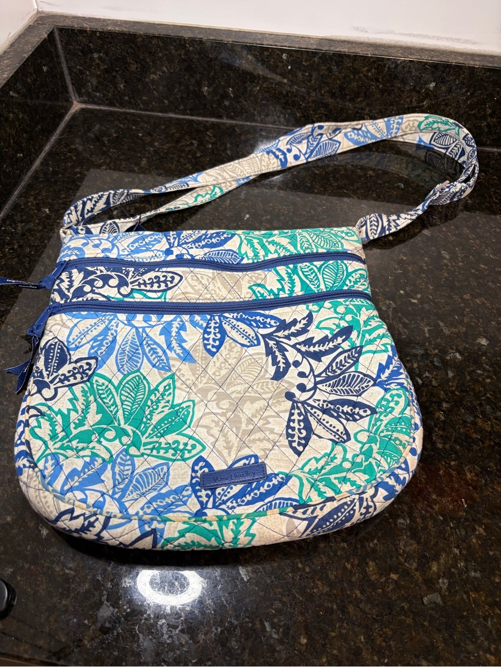 VERA BRADLEY Quilted Floral Triple Zip Hipster Crossbody Bag in retired Santiago